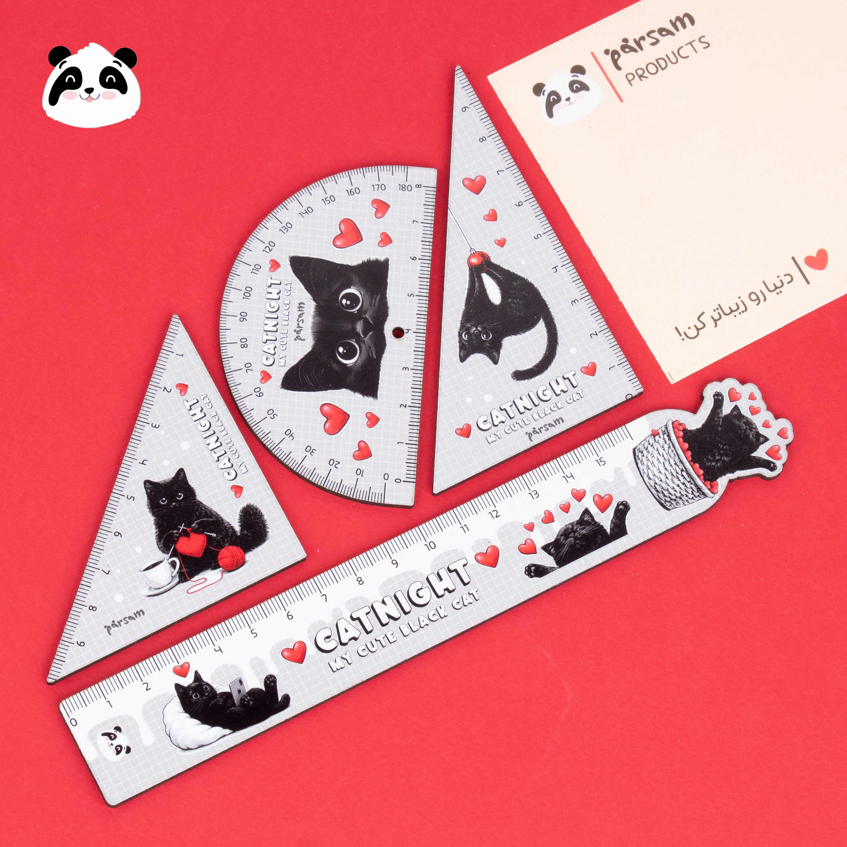 ست تحریر 4 تکه چوبی Cat Night