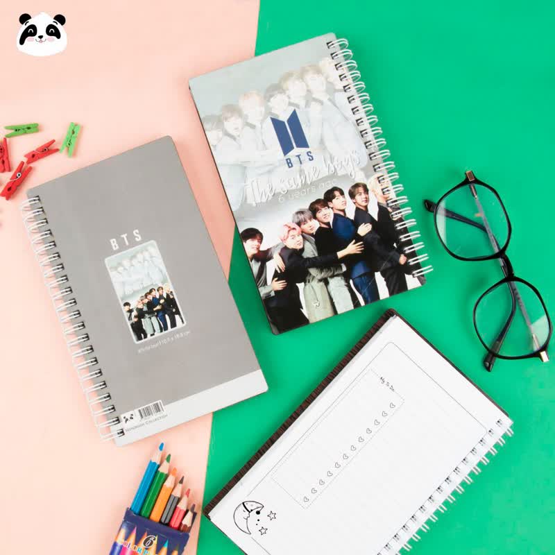 دفتر جلد چوبی سری BTS طرح Boys | سایز پالتویی