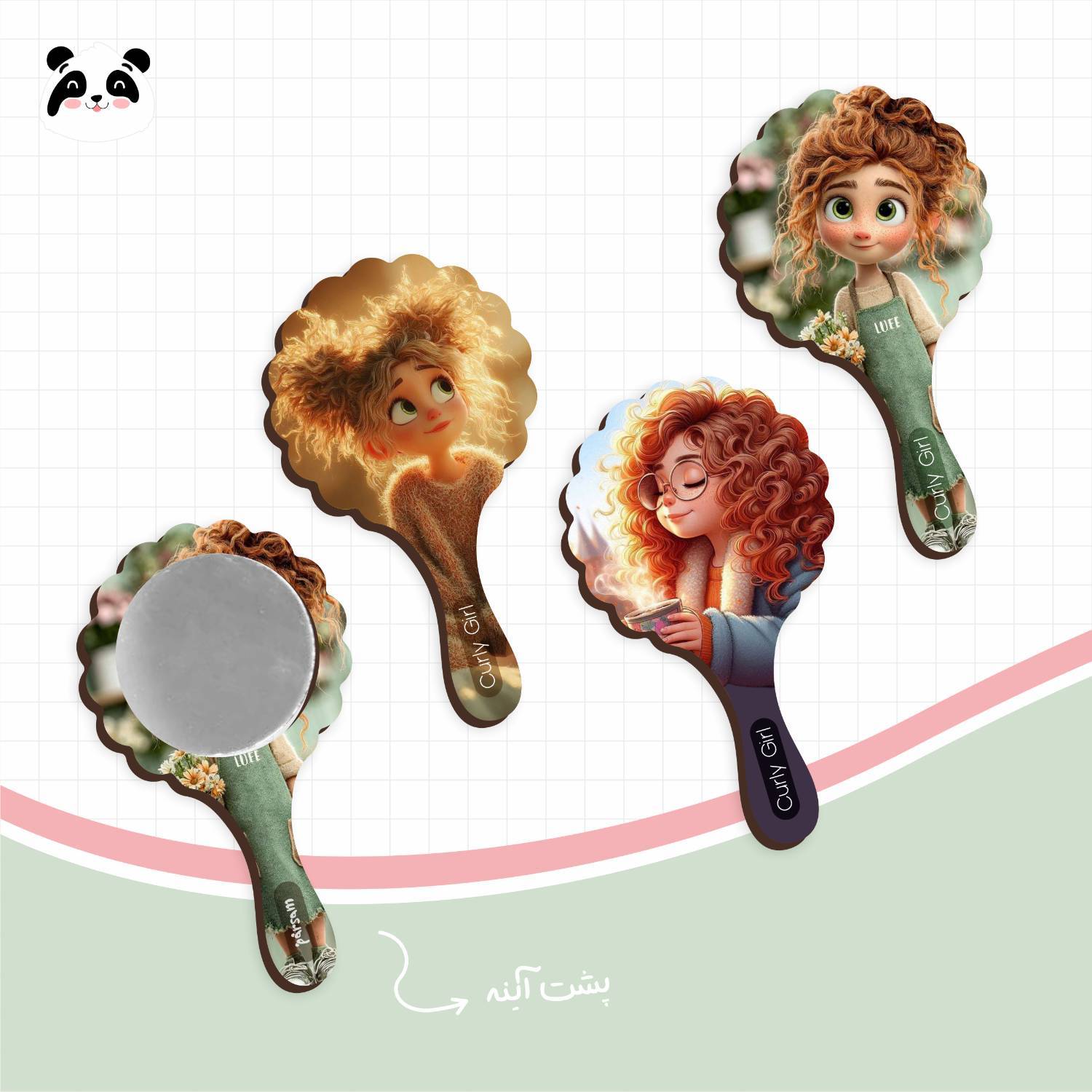آینه دالبر چوبی طرح مو فرفری