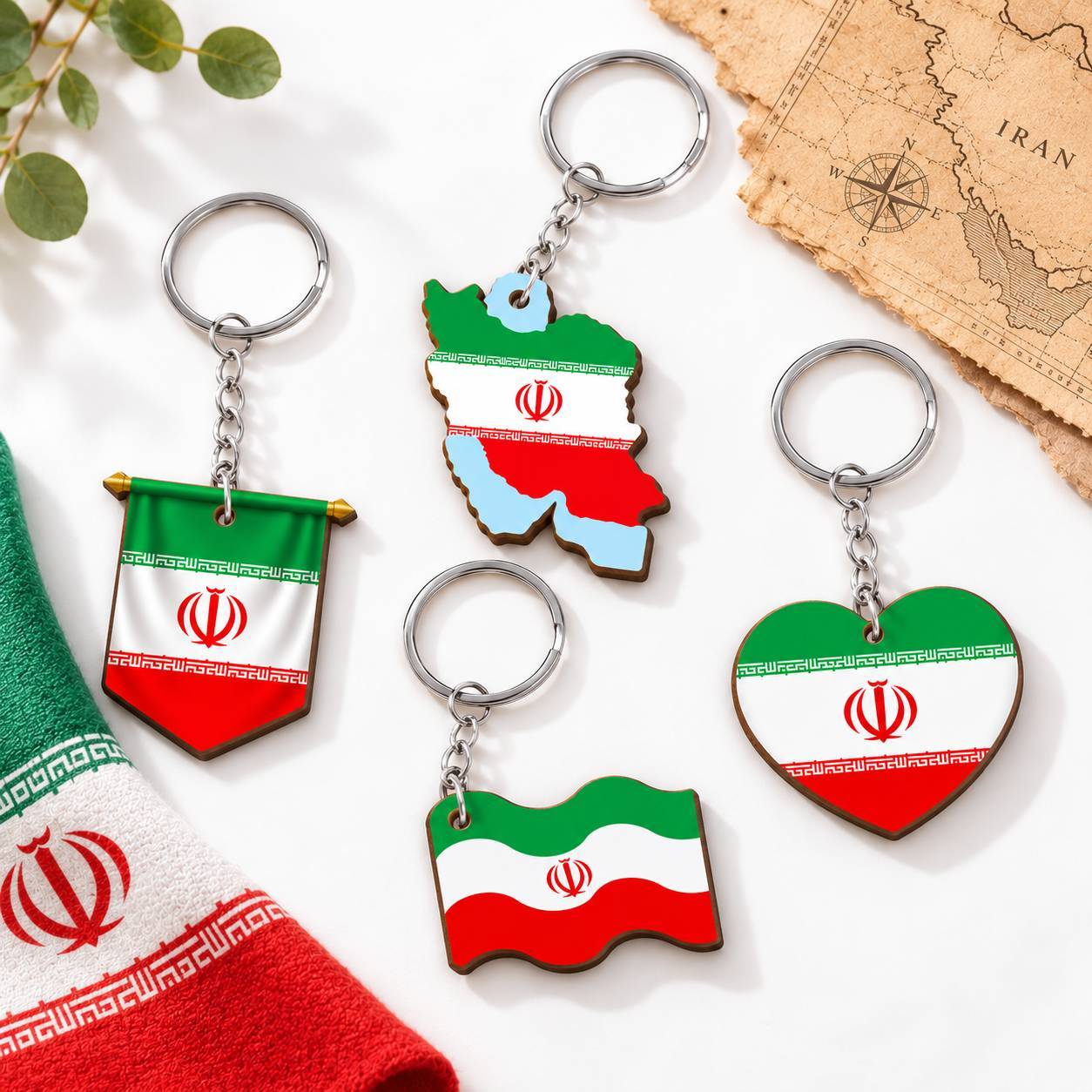 سرکلیدی چوبی پرچم ایران ا بسته 50 تایی