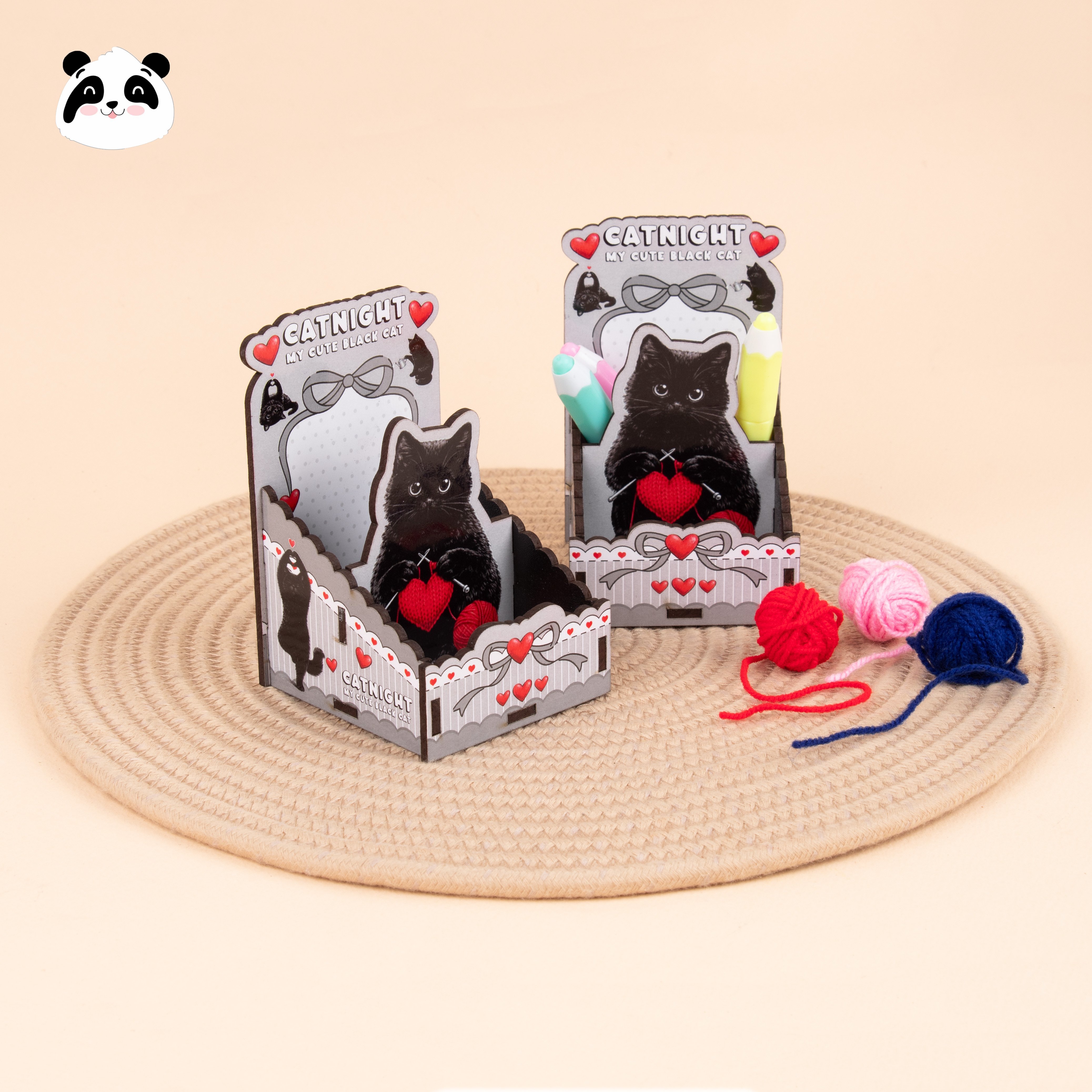 مینی باکس دوقلو چوبی طرح Cat Night