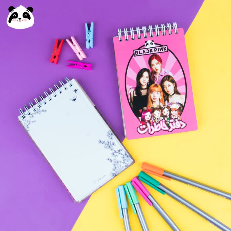دفتر خاطرات جلد چوبی سری BLACK PINK