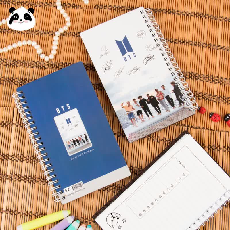 دفتر جلد چوبی سری BTS طرح Over sea | سایز پالتویی