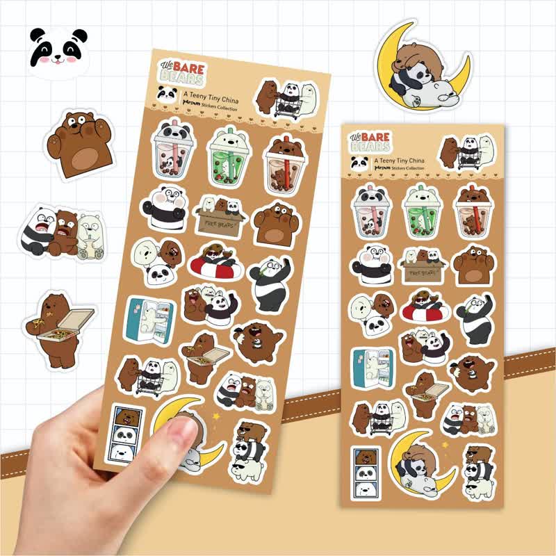استیکر فانتزی روکش مخمل طرح خرس BARE BEARS