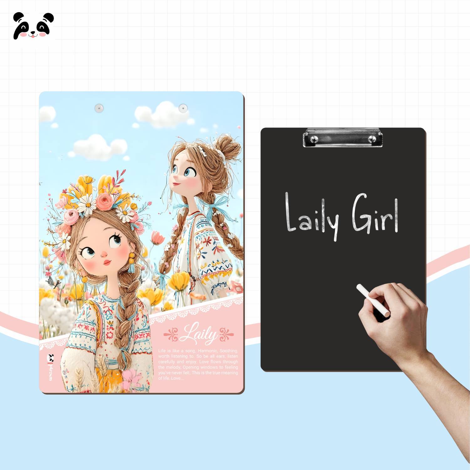 تخته شاسی چوبی A4 بلک برد طرح لیلی