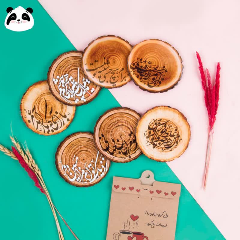 زیر لیوانی چوبی طرح تنه درختی تک جعبه